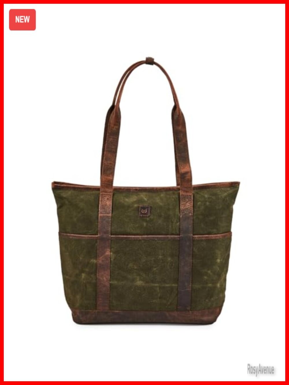 Waxed Canvas Leather Tote Bag Large Work Shoulder Handbag